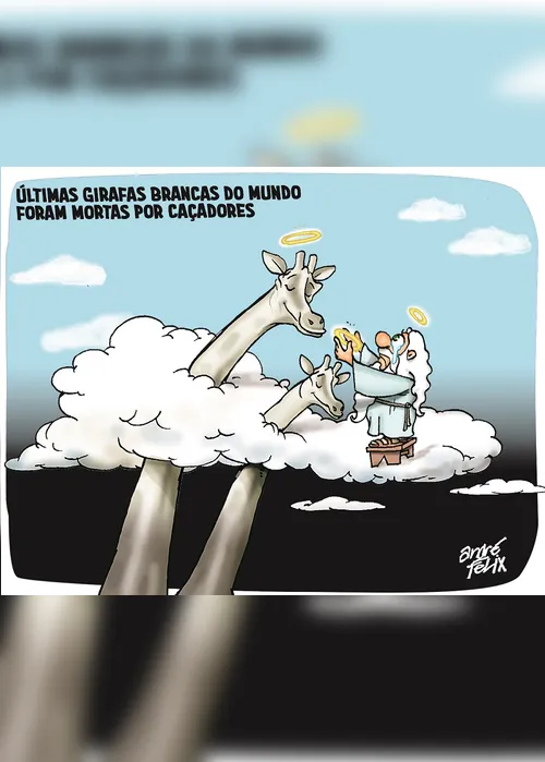 Imagem ilustrativa da imagem Morte das últimas girafas brancas é tema da charge desta segunda-feira