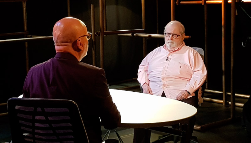 Marcelo Tas entrevista Jô Soares (Foto: Alexandre Saji / TV Cultura)