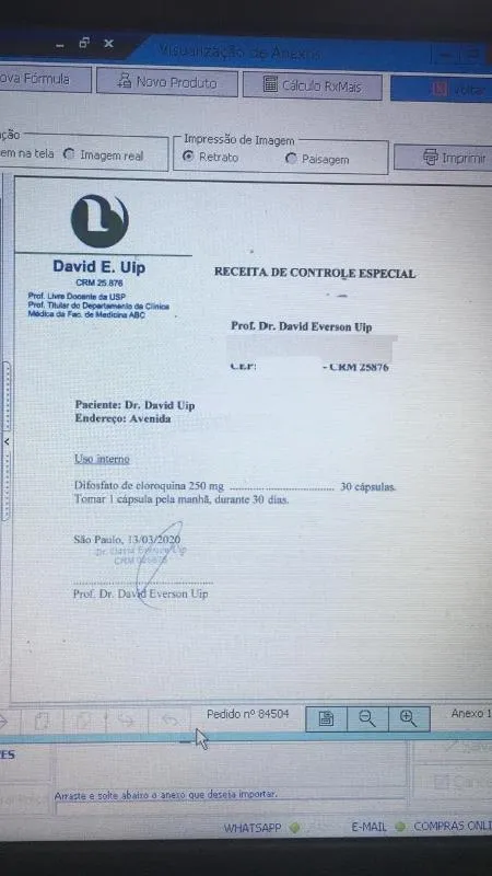 Imagem ilustrativa da imagem David Uip diz que receita de cloroquina é verdadeira, mas não reconhece uso