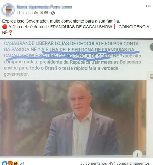 Imagem ilustrativa da imagem Justiça manda comerciante apagar fake news contra o governador