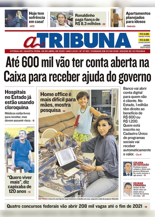 Imagem ilustrativa da imagem Clique aqui e veja os destaques do jornal A Tribuna desta quarta