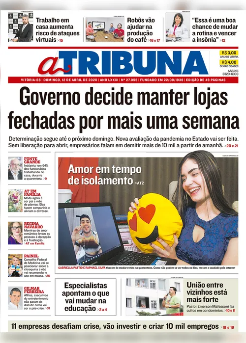 Imagem ilustrativa da imagem Confira os destaques do Jornal A Tribuna deste domingo