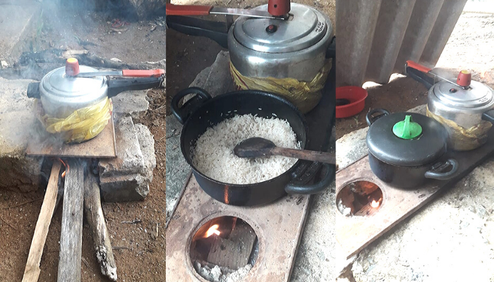 Com falta de gás, segurança improvisa fogão a lenha (Foto: Fotos: Acervo pessoal)