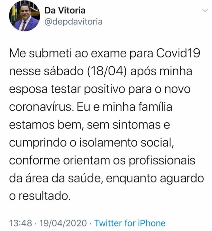 Post do deputado nos stories do Instagram (Foto: Reprodução Instagram)