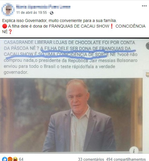 Comerciante terá de apagar postagem com conteúdo falso (Foto: Print Facebook)