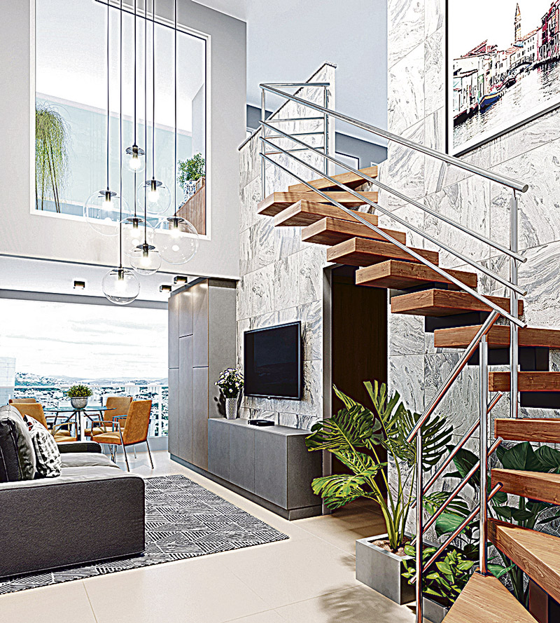 Perspectiva da cobertura duplex do Ilha de Key West Residence (Foto: Divulgação / Kemp Engenharia)