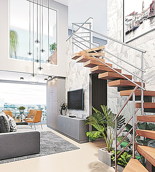 Perspectiva da cobertura duplex do Ilha de Key West Residence (Foto: Divulgação/ Kemp Engenharia)