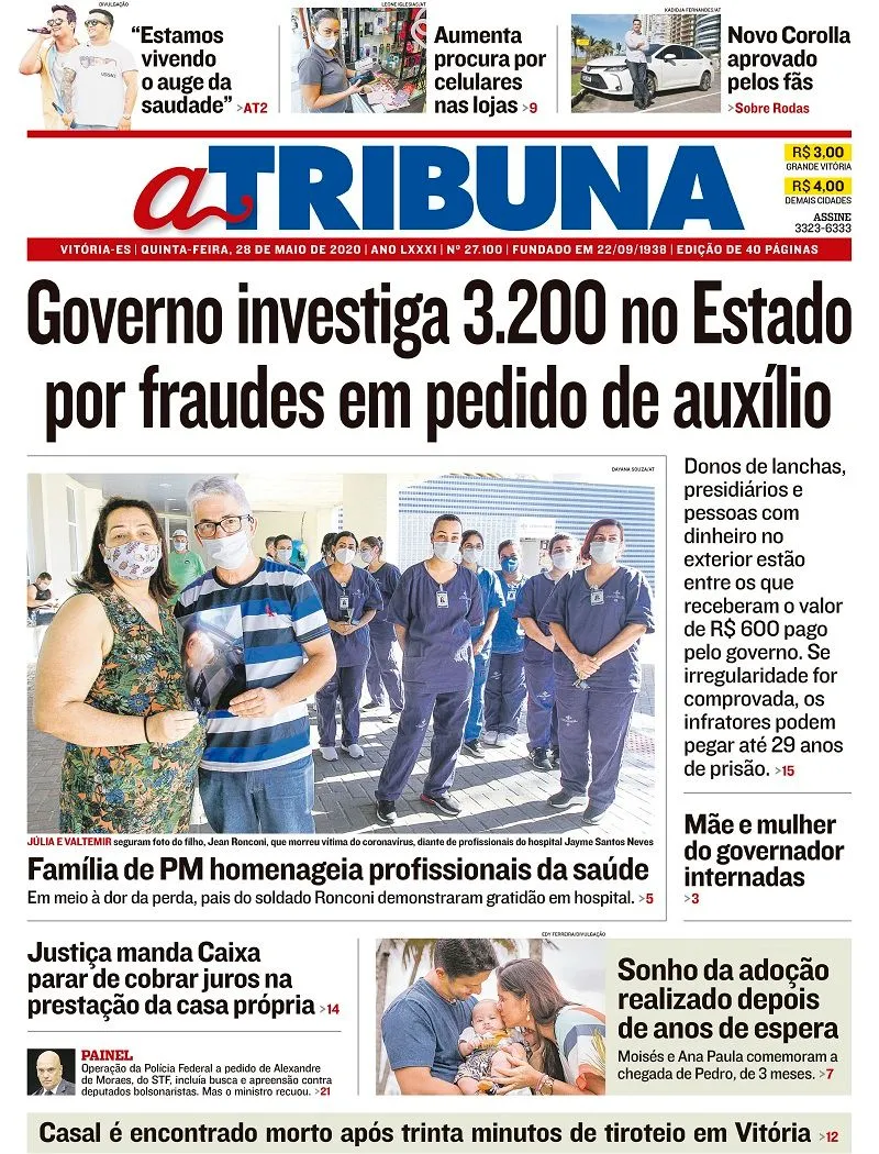 Imagem ilustrativa da imagem Clique aqui e veja os destaques do jornal A Tribuna desta quinta