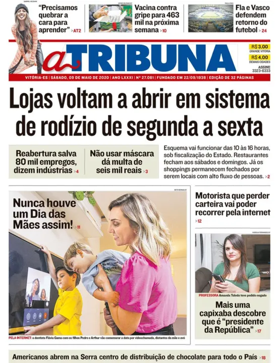 Imagem ilustrativa da imagem Veja os destaques deste sábado do Jornal A Tribuna