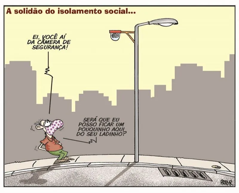 Imagem ilustrativa da imagem Solidão durante a quarentena é o assunto da Charge do Dia
