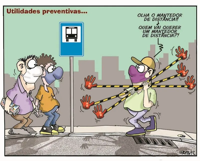 Imagem ilustrativa da imagem Distanciamento no transporte coletivo é o tema da Charge do Dia