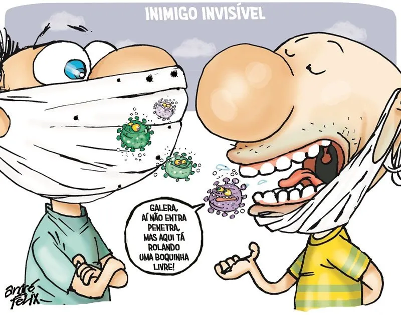 Imagem ilustrativa da imagem Uso de máscaras é o tema da Charge do Dia