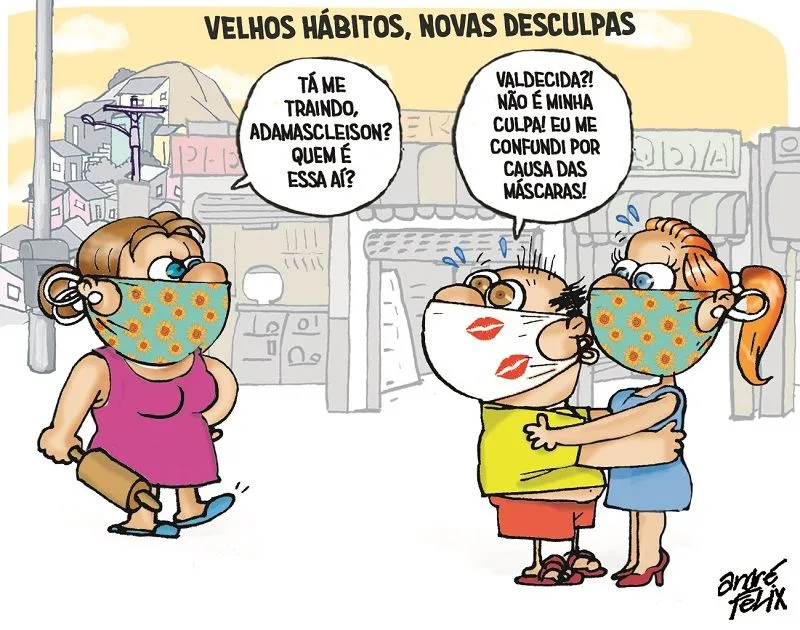 Imagem ilustrativa da imagem Confusão por causa das máscaras na Charge de Dia