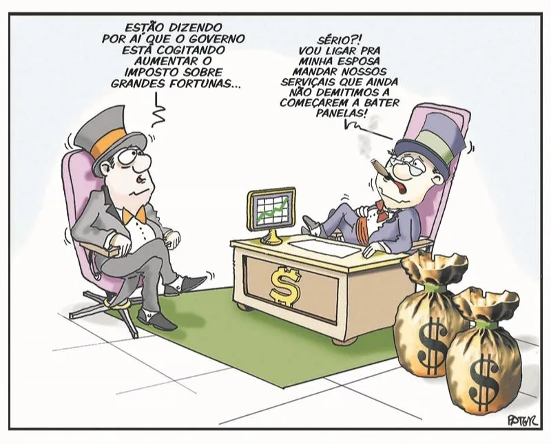 Imagem ilustrativa da imagem Taxação sobre grandes fortunas é o tema da Charge do Dia