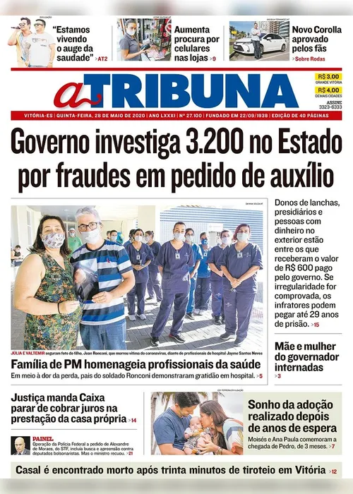 Imagem ilustrativa da imagem Clique aqui e veja os destaques do jornal A Tribuna desta quinta