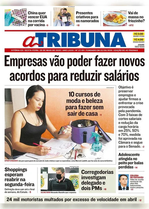 Imagem ilustrativa da imagem Clique aqui e veja os destaques do jornal A Tribuna desta sexta