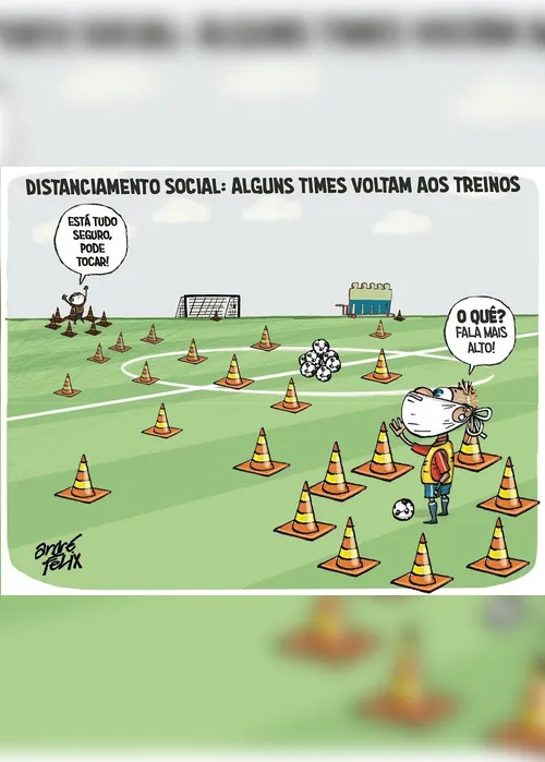 Imagem ilustrativa da imagem Distanciamento social no esporte é o tema da Charge do Dia