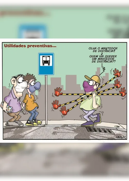 Imagem ilustrativa da imagem Distanciamento no transporte coletivo é o tema da Charge do Dia