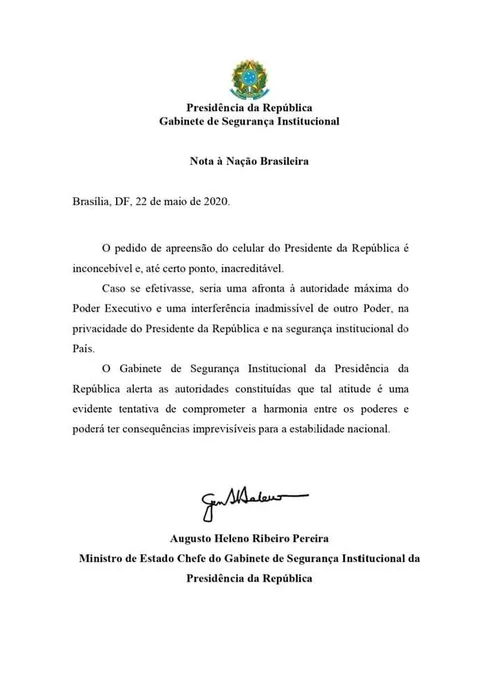 Imagem ilustrativa da imagem "Poderá ter consequências imprevisíveis", diz General sobre apreender celular de Bolsonaro