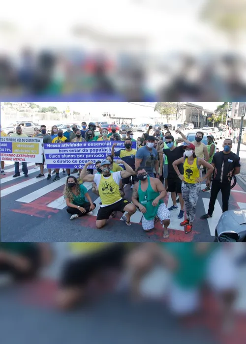 Imagem ilustrativa da imagem Profissionais de educação física e donos de academias protestam na Grande Vitória