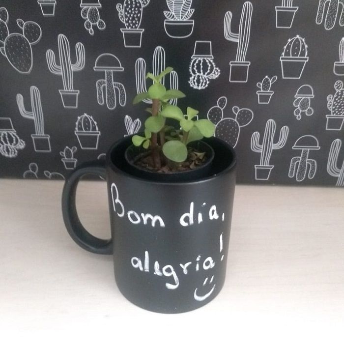 Canecas personalizadas que podem servir de vaso e até porta lápis ou pincéis. (Foto: Divulgação)