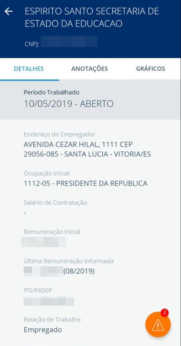 Dados mostram que Adeyula ocupa o cargo de presidente (Foto: Reprodução / Adeyula Rodrigues)