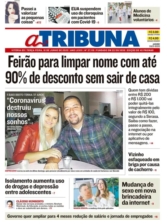 Imagem ilustrativa da imagem Clique aqui e veja os destaques do jornal A Tribuna desta terça