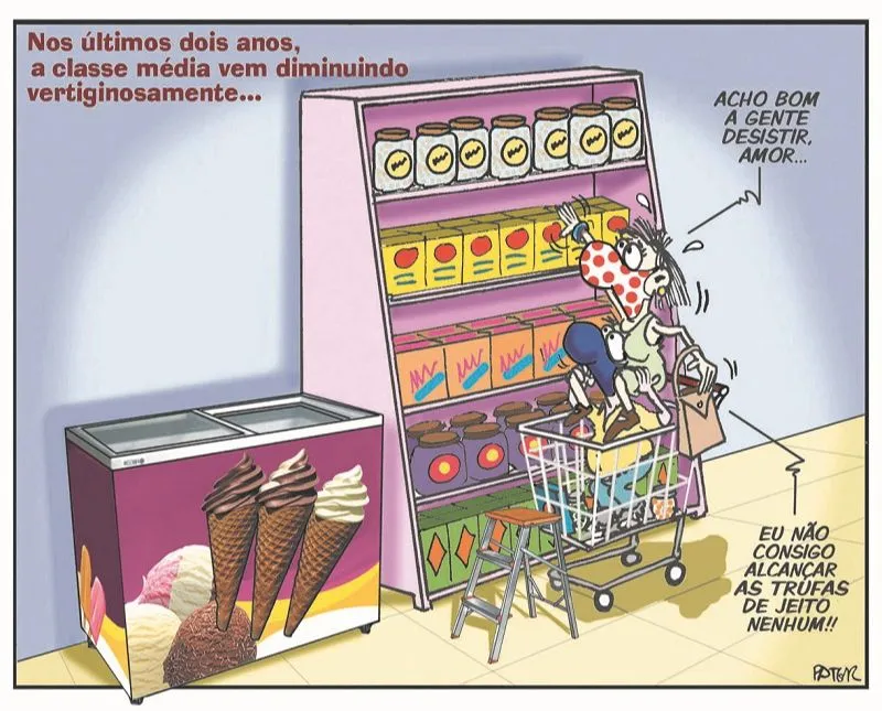 Imagem ilustrativa da imagem Diminuição da classe média é o tema da Charge do Dia