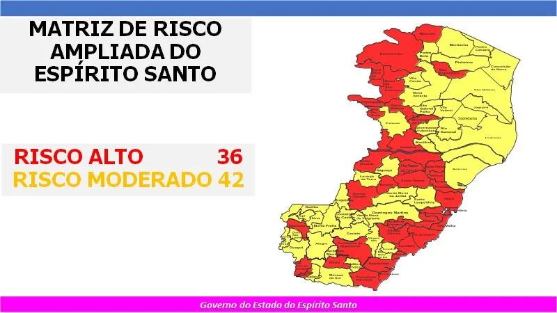 Imagem ilustrativa da imagem Cachoeiro e São José do Calçado são classificados como alto risco de contágio