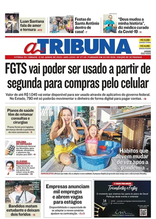 Imagem ilustrativa da imagem Clique aqui e confira os destaques do jornal A Tribuna deste sábado