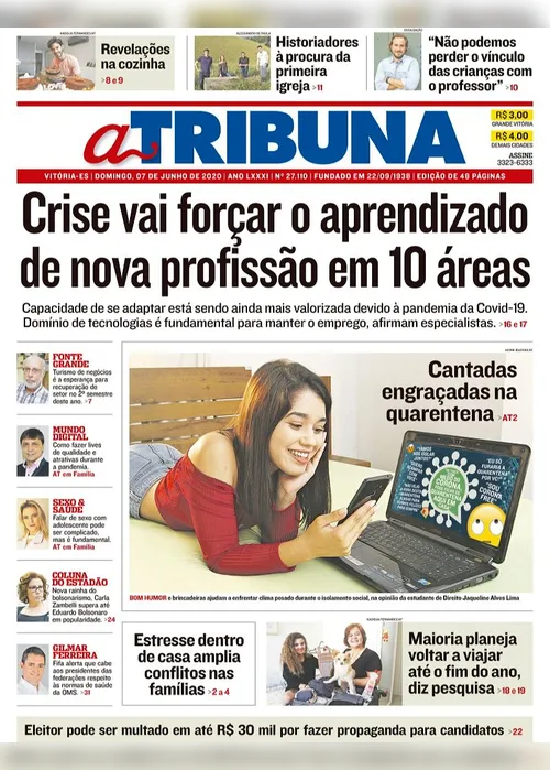 Imagem ilustrativa da imagem Clique aqui e veja os destaques do jornal A Tribuna deste domingo