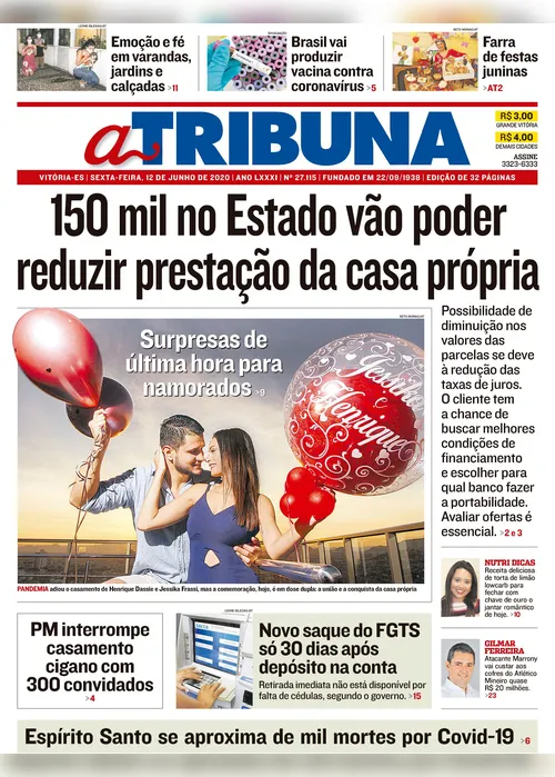 Imagem ilustrativa da imagem Clique aqui e confira os destaques do jornal A Tribuna desta sexta-feira