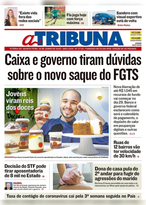 Imagem ilustrativa da imagem Clique aqui e veja os destaques do jornal A Tribuna desta quinta