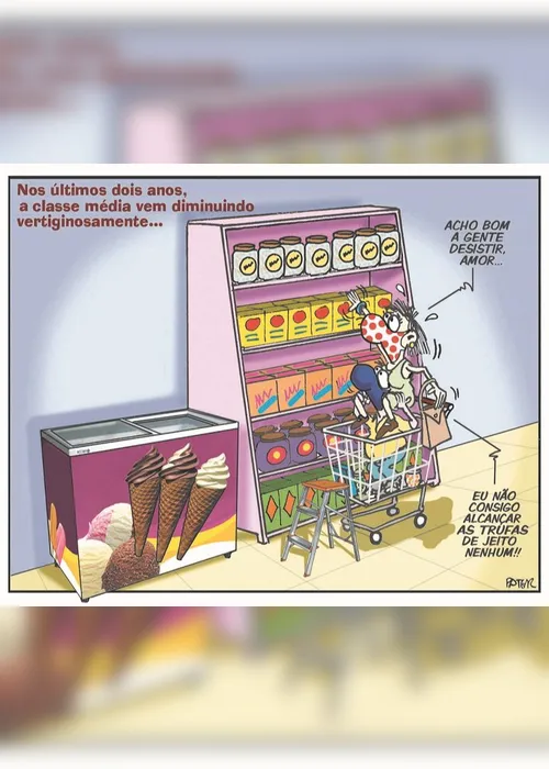 Imagem ilustrativa da imagem Diminuição da classe média é o tema da Charge do Dia