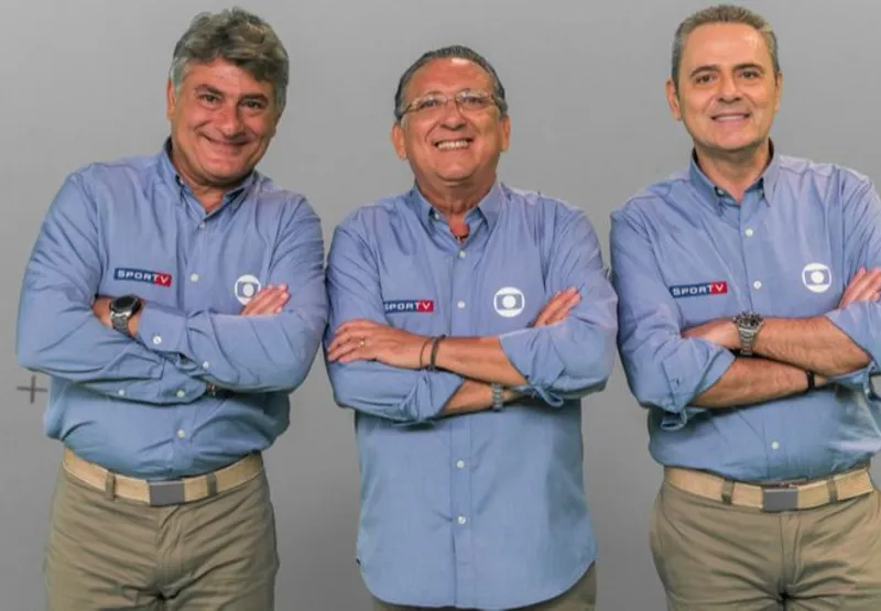 Cléber Machado, Galvão Bueno e Luís Roberto, do esporte da Globo