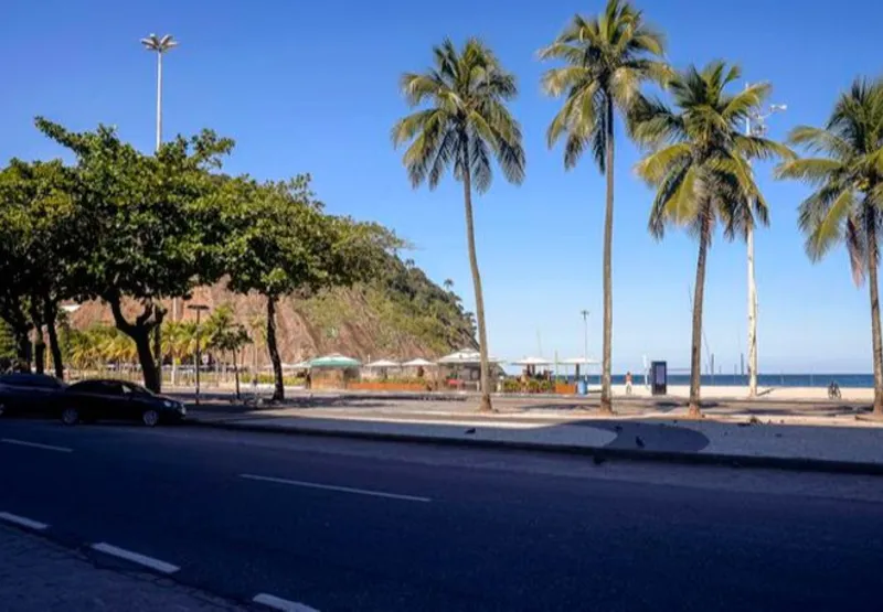 Movimento tranquilo na Praia de Copacabana, durante a pandemia
