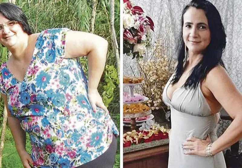 Wania Hoffmann no antes e depois: com 120 quilos e após perder 40