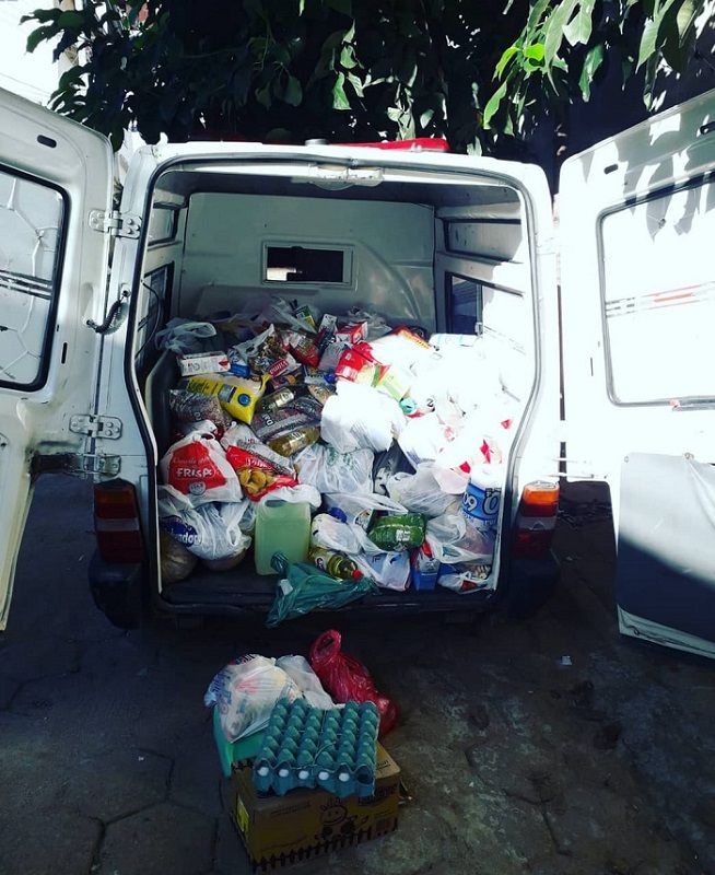 Alimentos arrecadados durante Ação Social (Foto: Acervo Pessoal)
