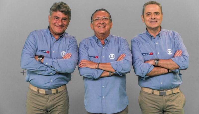 Cléber Machado, Galvão Bueno e Luís Roberto, do esporte da Globo (Foto: João Miguel Júnior / TV Globo)