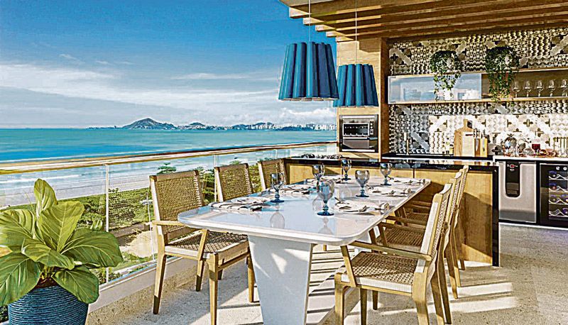 A varanda gourmet é um dos atrativos do edifício Blue Bay Camburi, em Vitória (Foto: Divulgação / Pacífico Construções)