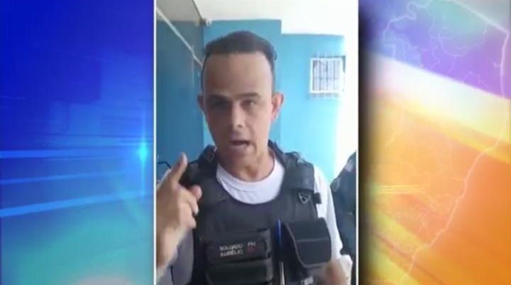 O soldado da Polícia Militar Luiz Aurélio Coutinho Junior neste sábado (6) em Itararé, em Vitória. (Foto: Reprodução)