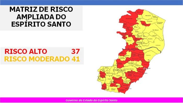 Confira o mapa de risco (Foto: Divulgação Governo do Estado )