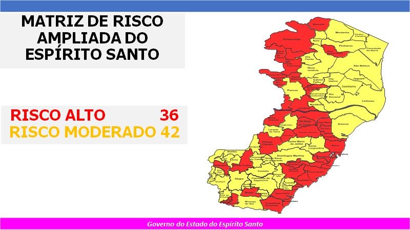Mapa de risco divulgado nesta sexta-feira (5) pelo governo do Estado (Foto: Governo do Estado)