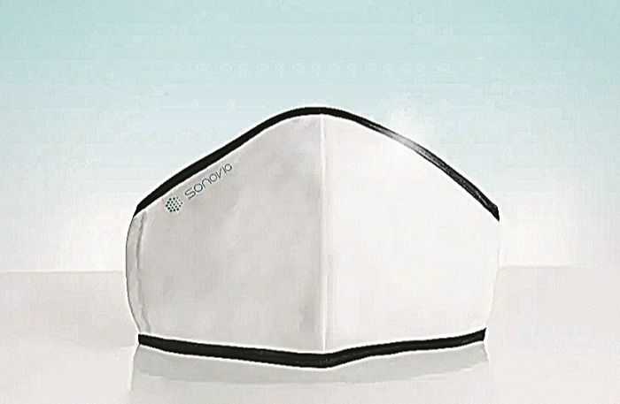 As máscaras antivirais reutilizáveis da Sonovia têm um revestimento de nanopartículas de óxido de zinco que destrói bactéria, fungos e vírus (Foto: Divulgação/Sonovia)