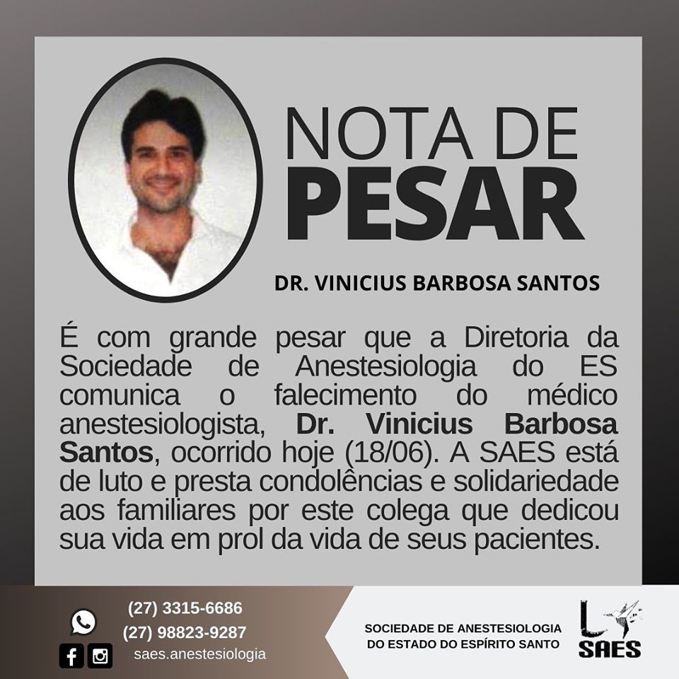 Nota da Sociedade de Anestesiologia do Estado do Espírito Santo (Foto: )