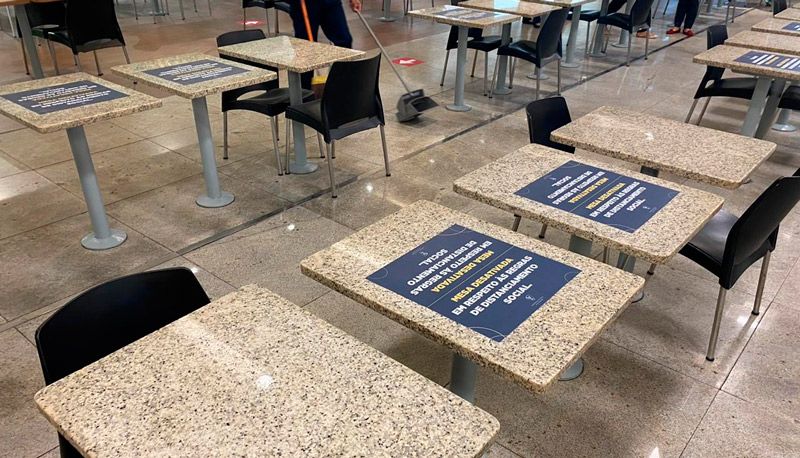 Praça de Alimentação também conta com medidas de distanciamento social (Foto: Kadidja Fernandes / AT)