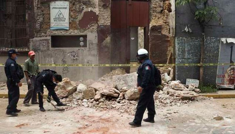 Área danificada após o tremor de terra no México (Foto: Twitter / SBT)