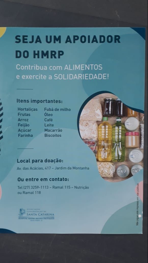 Lista de alimentos que o hospital mais precisa (Foto: Divulgação)