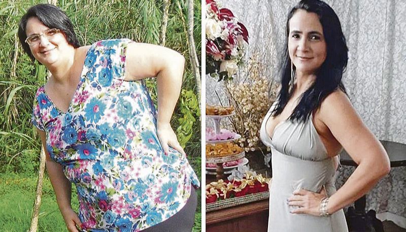 Wania Hoffmann no antes e depois: com 120 quilos e após perder 40 (Foto: Acervo Pessoal)