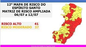 Imagem ilustrativa da imagem Mapa de Risco: Linhares e mais seis cidades entram para o risco alto